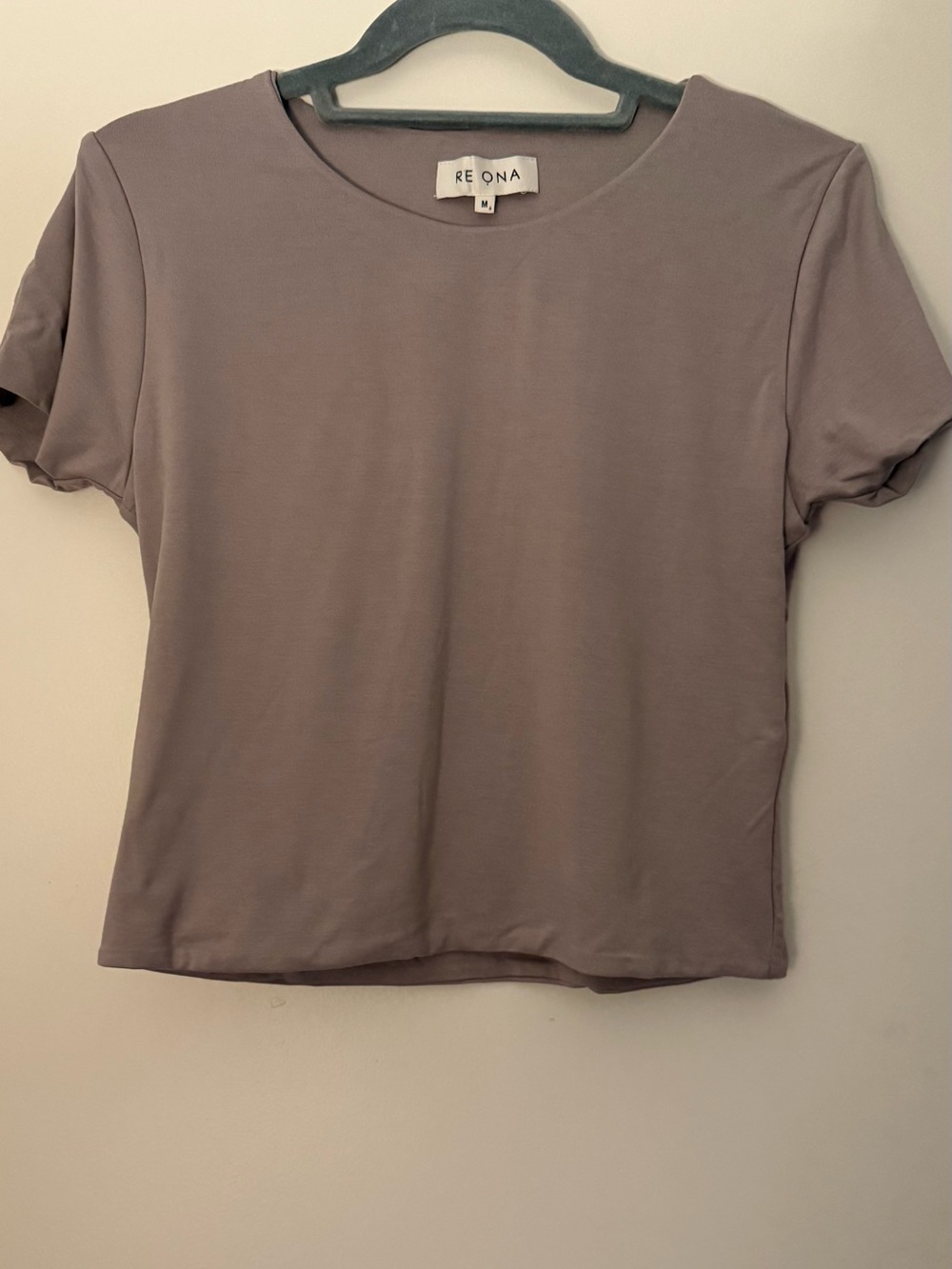 Re Ona Short Sleeve Crewneck Top in Mauve Taupe